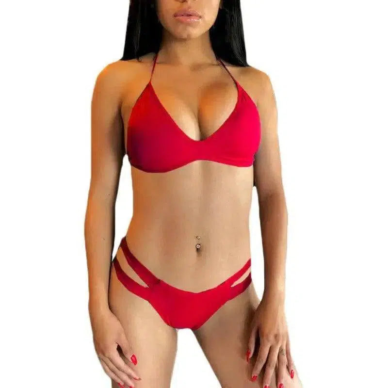 Swimsuit Bikini Female Sense Three-Point Underwear-Red-2