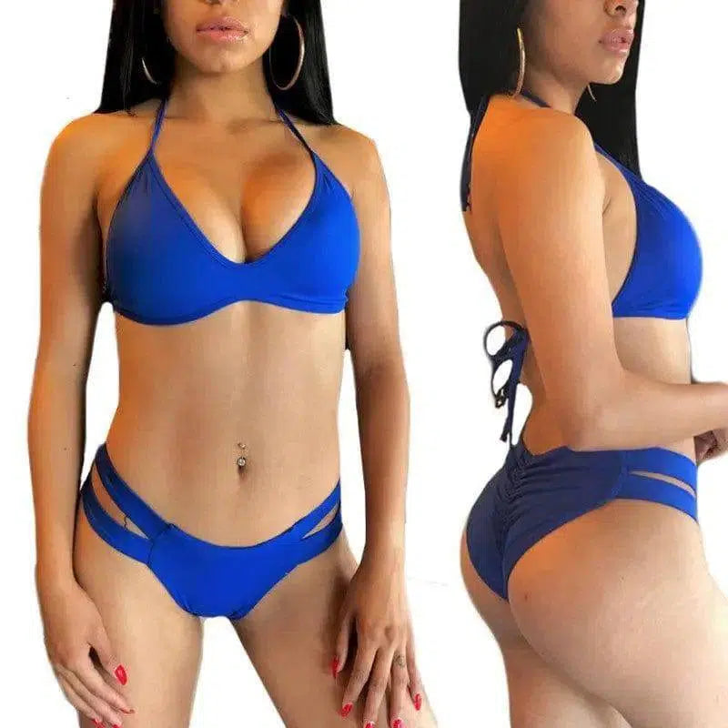 Swimsuit Bikini Female Sense Three-Point Underwear-Blue-3
