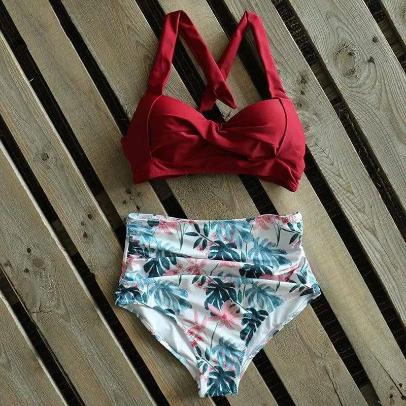 Swimwear Beach Wear Swimsuit Women Bikini-Red-5