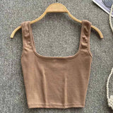 Tank Top Women Sexy Backless Y2k Top Slim Fit Bottoming-Khaki-13