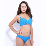 The Factory Sells Bikini Swimsuit, Pure Color-Green-1