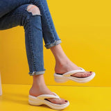 Thick Sole Wedges Flip Flops For Women Summer Clip-8