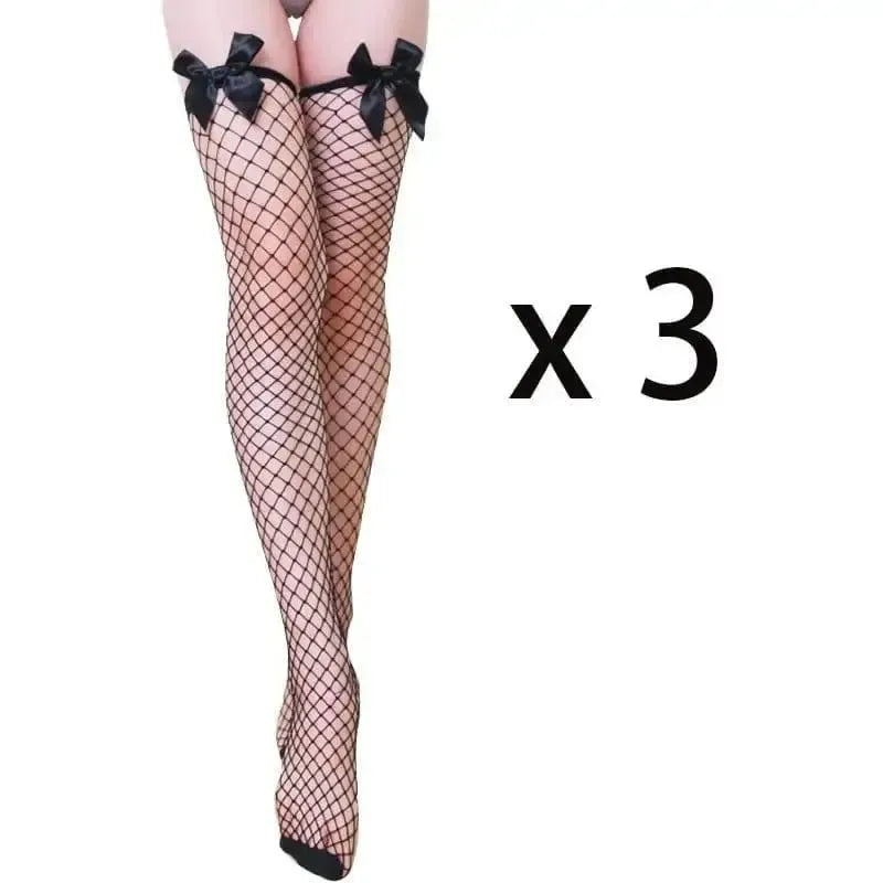Textured Lace Stockings-BlackB-5