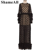 Timeless Sheer Polka Dot Maxi Dress Styles-5