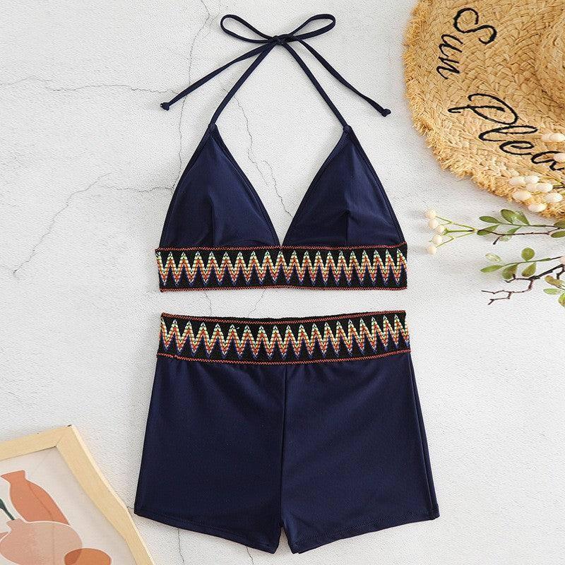 Chic Boho Swimwear Set for Summer Fun-Navy Blue-9