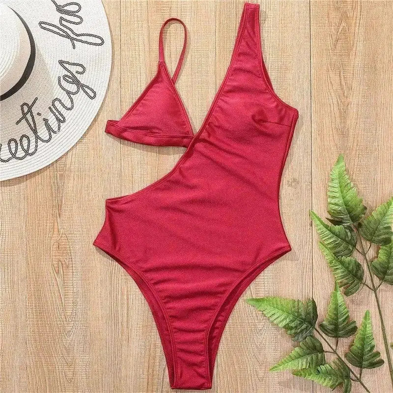 Triangle cup swimsuit bikini-Red-5