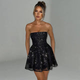 Tube Top Lace Dress With Back Bow-knot Summer Fashion-Black-5