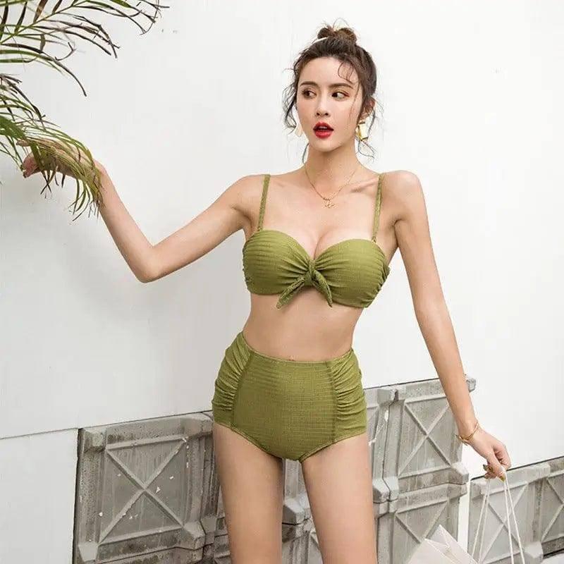 Tube top swimsuit-Green-3