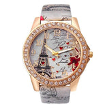 Vintage Paris Eiffel Tower Women's Quartz Watch Women Girls-Gray-8