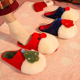 Winter Plush Slippers Christmas Cute Santa Claus And-4