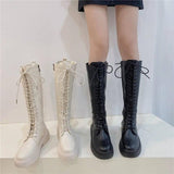 Women All Match Thick Heeled High Top Knight Boots-4