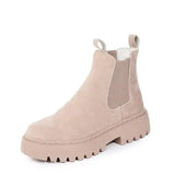 Women Ankle Boots Solid Color Chunky Boots Autumn Winter-7