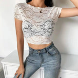 Women's Clothing Summer Short Sleeve T-Shirt Crop Top-5