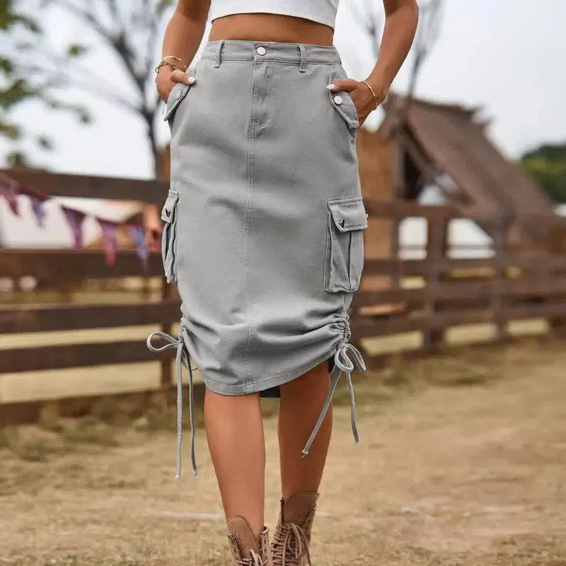 Women's Denim Lace-up Skirt Casual-8