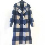 Women's double-sided cashmere coat-Bluewhite-2