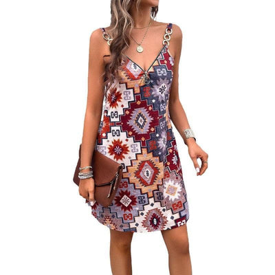 Women's Fashion Casual Printing Sling Dress-5