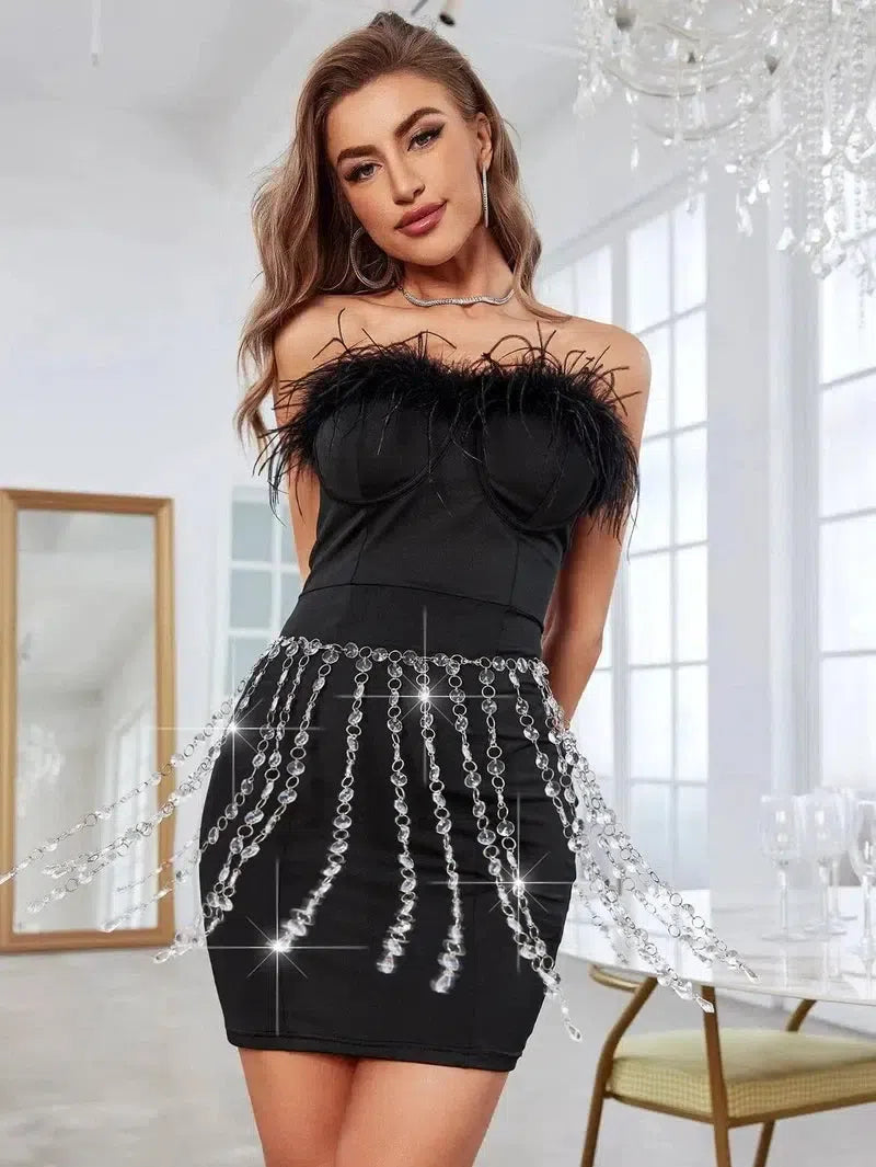 Women's Fashion Casual Tassel Jewel Skirt-2