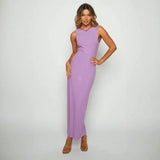 Women's Fashion Personality Solid Color Three-dimensional Striped Dress Front Back Two-way Wear-3