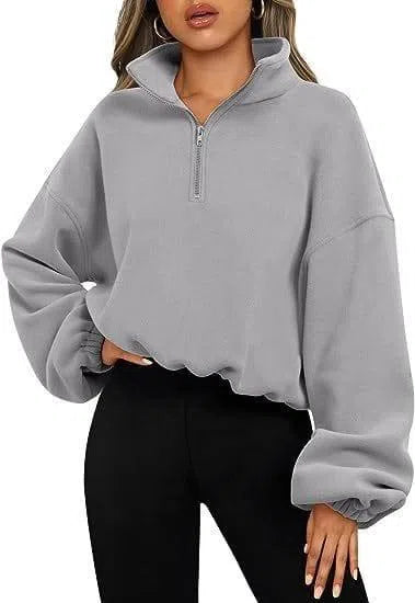 Women's Fashion Polar Fleece Jacket-Gray-5