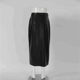 Women's Fashionable Leather High Waist Straight Skirt-8