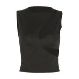 Women's Fashionable Round Neck Slim Fit Crop Top-D-8