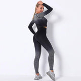 Women's fitness exercise yoga pants yoga suit-Black-2