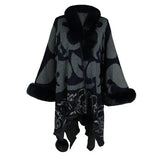 Women's Fur Collar Thickened Warm Shawl-Navy Blue-6