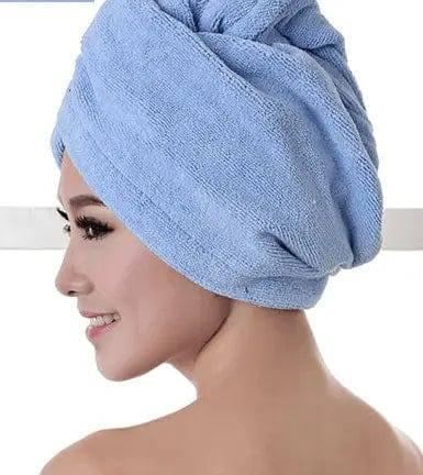 Women's Hair Dryer Cap, Absorbent Dry Hair Towel-Blue60x20cm-42