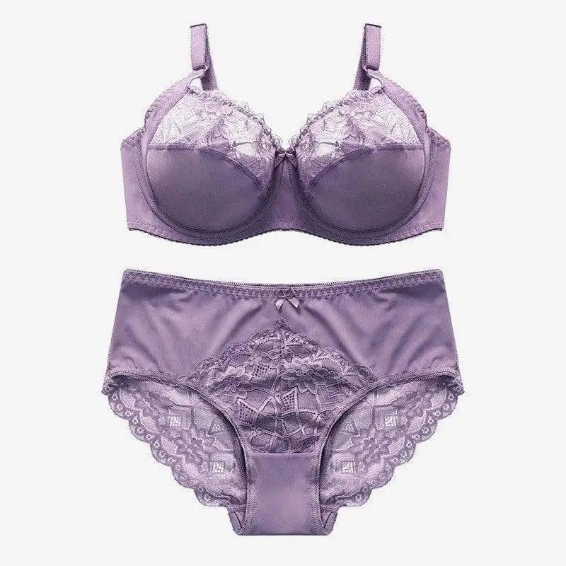 Women's Lace Underwire Push Up Lingerie Panty Set-13