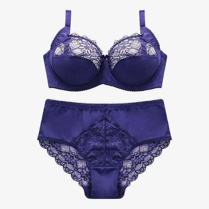 Women's Lace Underwire Push Up Lingerie Panty Set-14