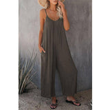 Women's Loose Sleeveless Jumpsuits Romper Jumpsuit With-Gray-2