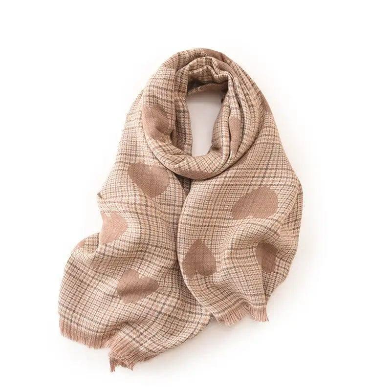 Women's Love Print Mid-length Scarf-Beige-5