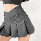 Women's Preppy Style Hot Girl Sexy V Waist Ultra Short-Gray-4