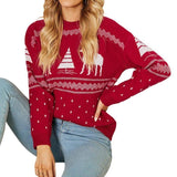 Women's Pullover Deer Jacquard Christmas Holiday Sweater-3