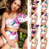 Women's Two-piece Swimwear Floral Print Swimsuit Bikini-1