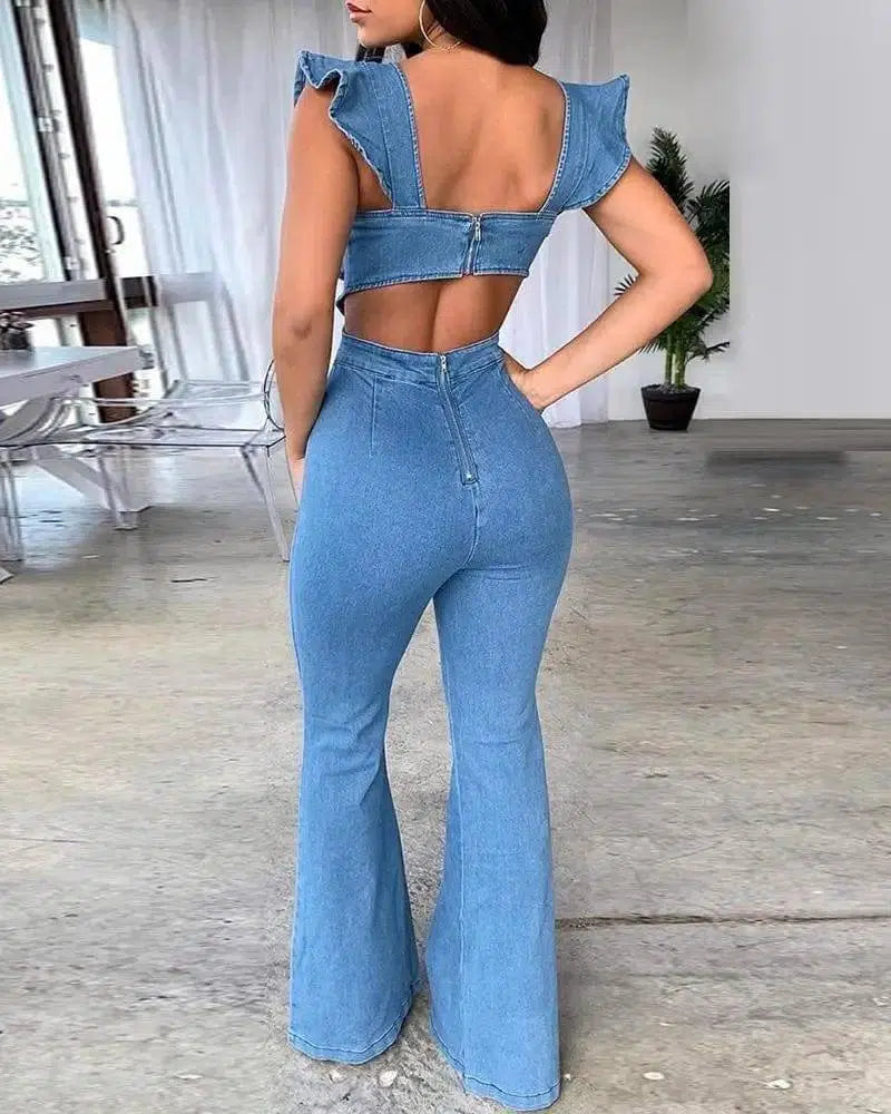 LOVEMI - women's sling denim jumpsuit