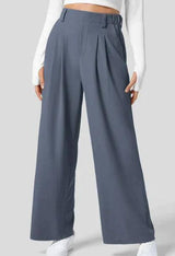 Women's Solid Color Casual Suit Pants With Real Pockets-4