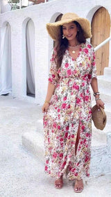 Flowy Maxi Dress with Sleeves for Summer-10