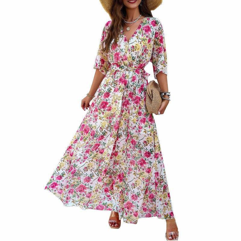 Flowy Maxi Dress with Sleeves for Summer-5