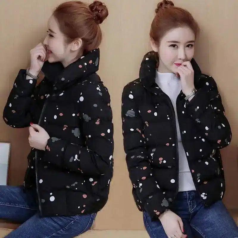 Winter Hooded Puffer Jacket for Women-Black-4