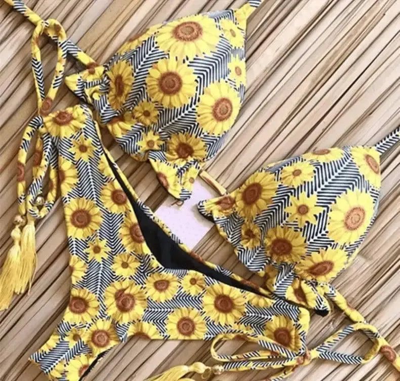 Printed strap bikini-S-2