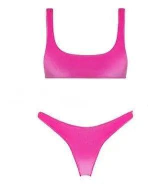 low waist Bikini Bathing Suit-Rosered-2