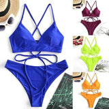 Solid Color Bikini Sexy Strappy Swimsuit-1